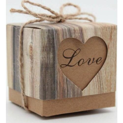 DIY Hollow Heart Kraft Boxes With Rope Wedding Favors And Gift Treat Boxes For Birthdays Bridal Showers Baby
