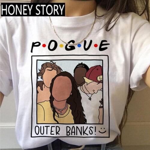 FIXSYS Pogue Life Outer Banks Harajuku T Shirt Women Ullzang Funny Cartoon T-shirt Aesthetic Summer Tshirt 90s Graphic Top Tees