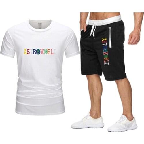Funny Astroworld Brand Men T shirt+Beach Shorts Sets Summer Jogging Pants T-shirt Sportswear streetwear Harajuku Tops Tshirt