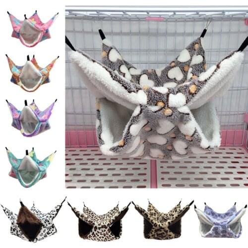 Pet Hamster Hammock Double-layer Guinea Pig Cages Soft Fleece Winter Warm Hanging Nest Sleeping Bed Squirrel Small Pet House