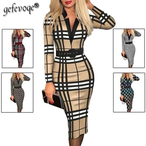 Модные платья в клетку Gefevoqe China At AliExpress