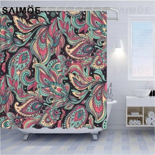 Indian Mandala Floral Shower Curtains Flower Blossom Paisley Bohemian Bathroom Curtain Waterproof Fabric For Art Bathtub Decor