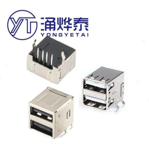 YYT 10PCS USB AF USB interface single layer double layer full package 90 degree double row bent pins AF female welding type