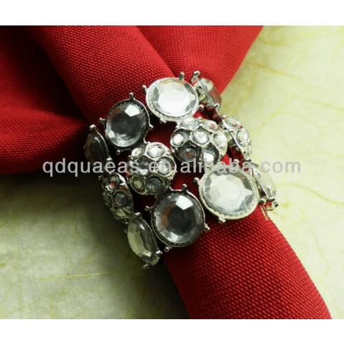 Crystal with metal beaded wedding napkin ring qn13030410
