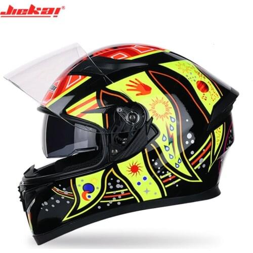 JIEKAI Motorcycle Helmet Full Face Casco Moto Washable Lining Double Visor Motocross Helmet Motorbike Capacete Moto Helmets