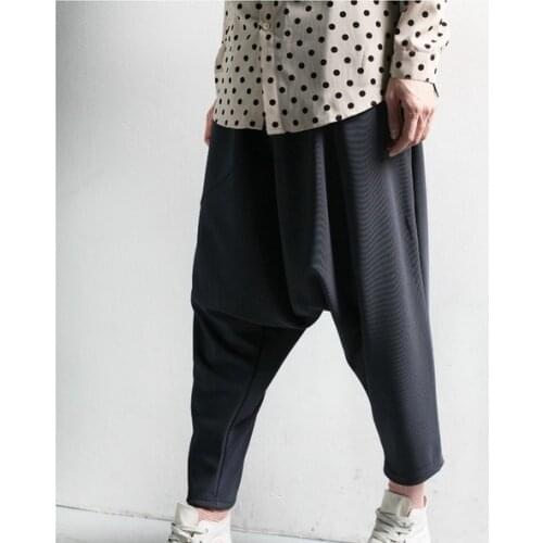 Mens original Chinese style loose low-end baggy pants new Chinese embroidery mens Harlem Leggings