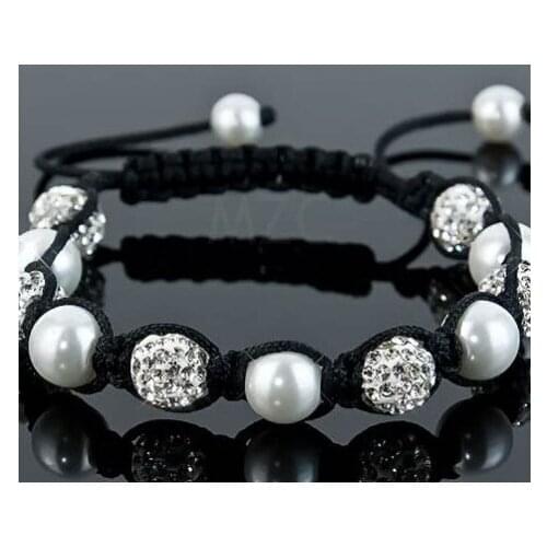 Jhk9yle 10mm Hotsale White Micro Pave Disco Ball Beads Bangles Bracelet jewelry Christmas Gift crystal
