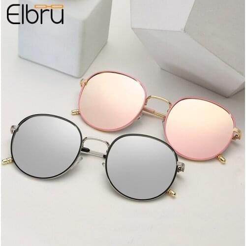 Elbru Vintage Round Metal Glasses Frame Women Men Eyeglasses Retro Luxury Colorful Clear Lens Sunglasses Dual Use Eye Glasses
