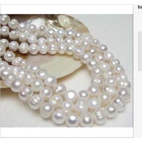 Single strand 12 -13mm baroque white pearl necklace 38"925silver
