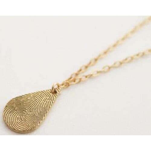 Wholesale Tiny Teardrop Fingerprint Necklace jewelry pendant 12pcs/lot
