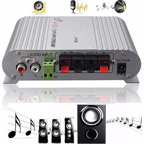 Portable 200W Power Amplifier 3 Channel Hi-Fi Stereo Speakers Amplifier Audio Sound Home Theater Amplifier Super Bass Support
