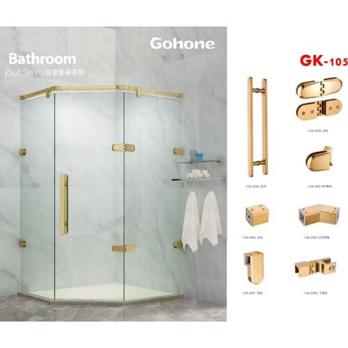1Set Stainless Steel Frameless Sliding Shower Doors Roller Hardware Cabin Glass Door Silver Electroplated Shower Room Bathroom