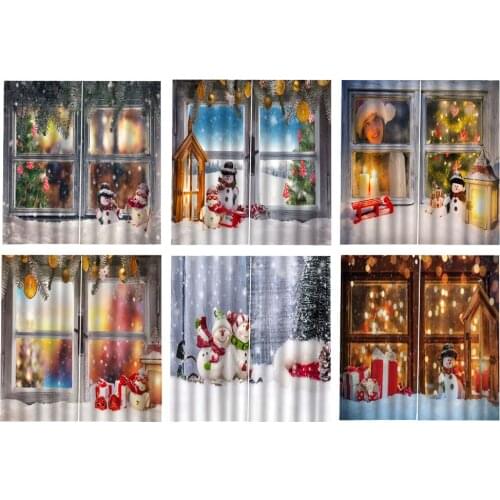 Christmas 3D Digital Printing Curtain Living Room Abstract Background Frame Borders Kids Curtains Dark Taupe
