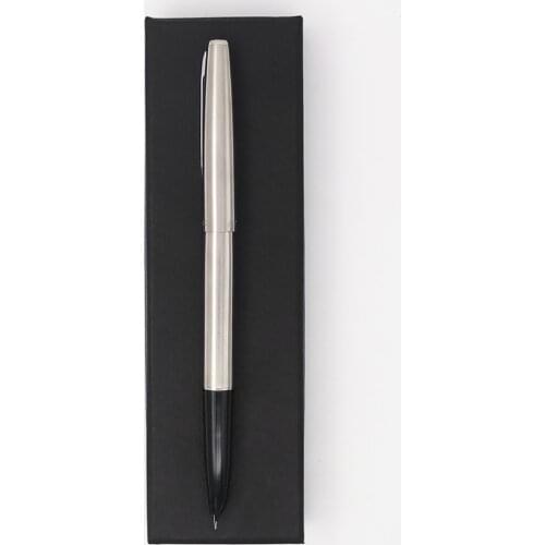 Pure Silver Steel metal Fountain Pen 0.38mm Extra Fine Finance Nib Smooth Writing Ink Pens Gift Box School office supplies