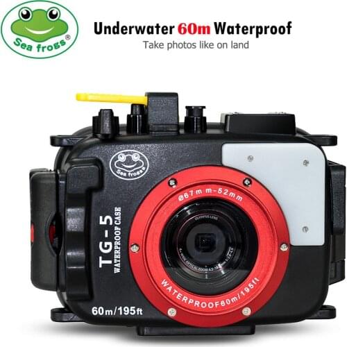 Seafrogs For Olympus TG-5 Case 60m/195ft TG5 Underwater Diving Camera Housing Waterproof Case with Dual Fiber-Optic ports