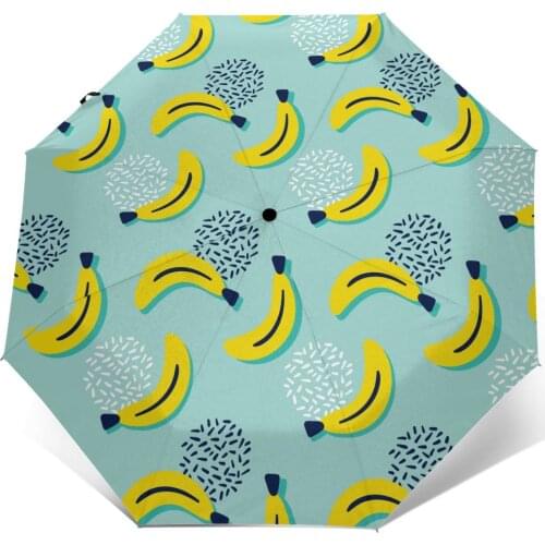 Cute Banana Windproof Automatic Folding Inverted Umbrella Portable Paraguas for Man Woman