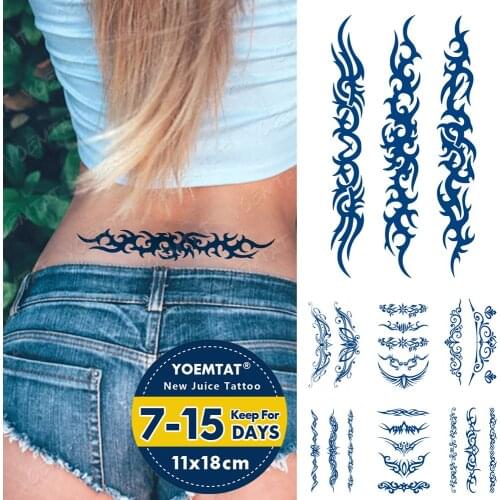 Juice Lasting Ink Tattoos Body Art Waterproof Temporary Tattoo Sticker Sexy Waist Totem Tatoo Arm Fake Wings Vine Tatto Women