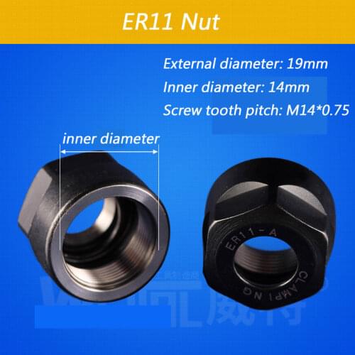 High Precision ER11 Spring Collet Nut Clamping ER11 (M14*0.75) For CNC Milling Engraving Machine