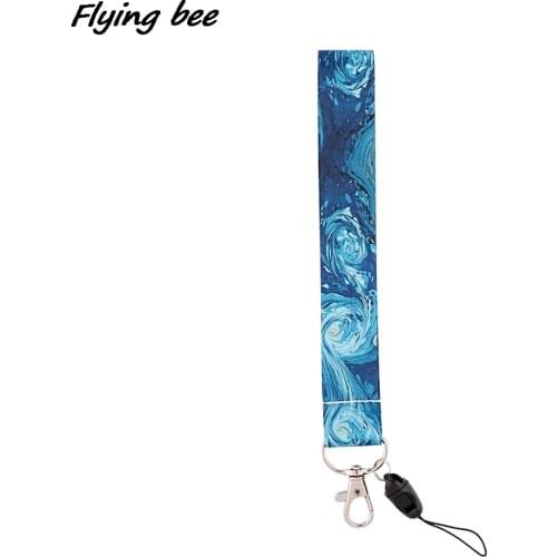 X1923 Van Gogh Art Starry Sky Keychain Tags Strap Neck Lanyards For Keys ID Card Pass Gym Phone USB Badge Holder DIY Hang Rope