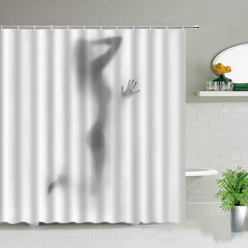 Sexy Naked Pretty Girl Bathing Bathroom Shower Curtain Romantic Valentines day Body Art Waterproof Polyester Fabric Curtains