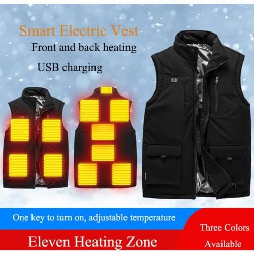 New 11 Heated Vest Jacket Fashion Men Women Double-control Coat Smart Electric Heating Thermal Warm Clothes Winter Heatable Hunt
