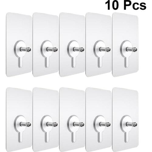 10pcs Punch-Free Non-Marking Screw Stickers Wall Picture Hook Invisible Traceless Hardwall Drywall Picture Hanging Kit
