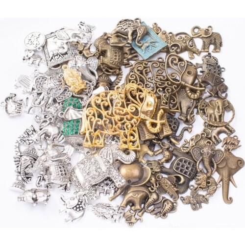 100g/Lot Mixed Animal Pendants Silver Color Random Alloy Elephant Charms For DIY Bracelet Necklace Jewelry Making