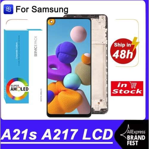 100% Original Display With Frame For Samsung Galaxy A21s A217 SM-A217F/DS Full LCD Touch Screen Digitizer Assembly Repair Parts