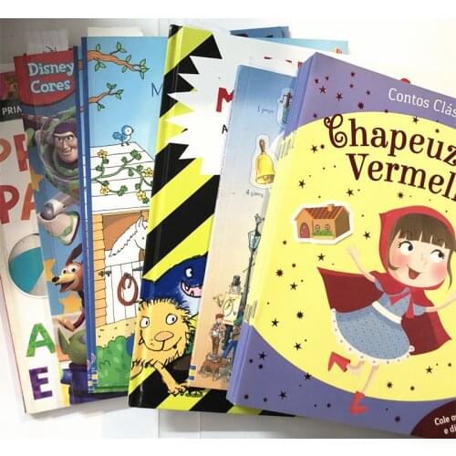 Random 2 Books Parent Child Kids Baby Portuguese Book Early Education Cute Picture Story Learning Reading Cardboard Book Age 1