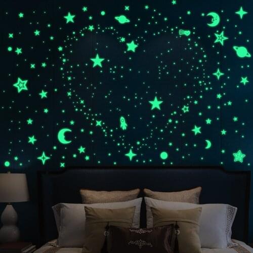 3D Luminous Wall Sticker Stars Dots Moon Universe Kids Room Bedroom Home Decoration Decal Glow In The Dark DIY Bubble Stickers