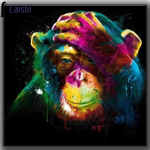 Diamond Painting Abstract doodle melancholic gorilla Full Square Diamond Embroidery Cartoon Animal Rhinestones Pictures Crafts