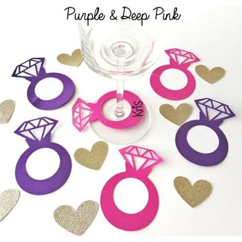 Diamond Ring Wine Drink Marker wine glass Name Tags Charms Wedding Party Bachelorette Champagne Bridal shower place table cards