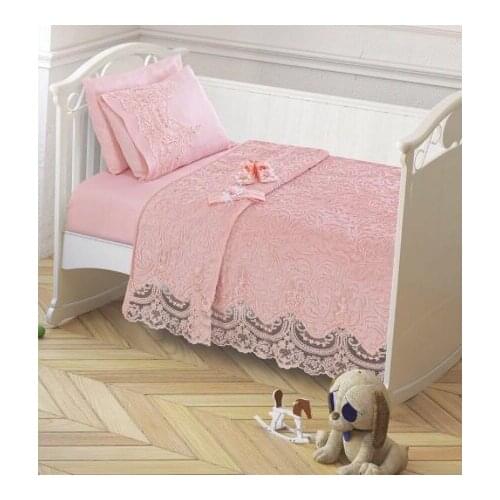 DowryWorld-French Guipure Baby Blanket Set Powder