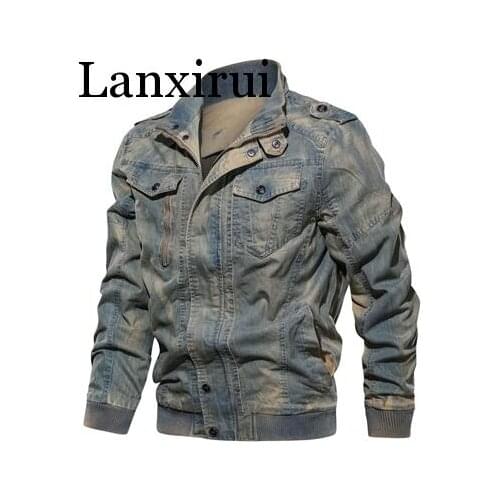 Spring Autumn Mens Denim Jacket Trendy Fashion Ripped Denim Jacket Mens Jeans Jacket Outwear Male Cowboy Coats