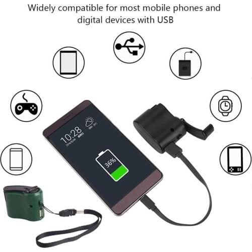 Mobile Phone Emergency Power USB Hand Crank Charger Electric Generator Universal Mobile Charge Hand Dynamo Charging