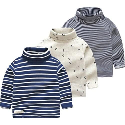 Baby Boys Turtleneck T Shirt 2019 Autumn New Toddler Girl Casual Long Sleeve T Shirt Kids Cotton Bottoming Tee Shirt Girl Blouse