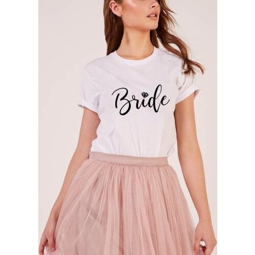 Women Bridel T-shirt Bachelorette Party Graphic Tees Team Bride T Shirts Wedding Female Harajuku Casual Tops Camisetas Mujer