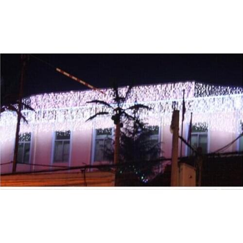 Free Shipping 12M Droop 1M Icicle String Light Christmas Wedding Xmas Party Decoration Snowing Curtain Light And Tail Plug