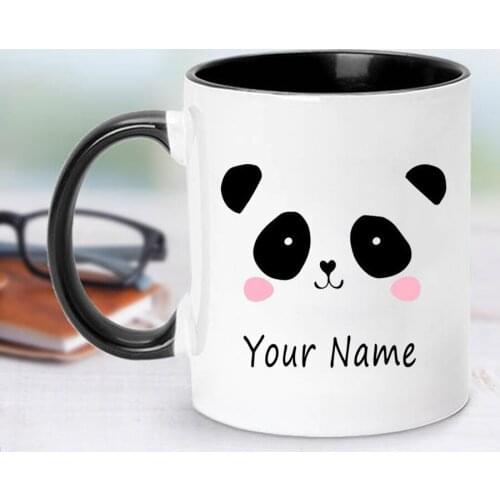Personalised Custom Printed Mugs Cute Panda 11oz Ceramic Tea Coffee Mug Cup Gift Name Text Drop Shipping