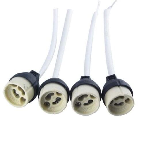 GU10 Ceramic Plasticrear Cover Lamp Holder LED bulb halogen Socket 15CM wire X50