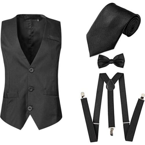 30s 20s Cosplay Costumes 4pcs 1pcs 1920s Mens Gatsby Gangster Vest Costume Accessories Set