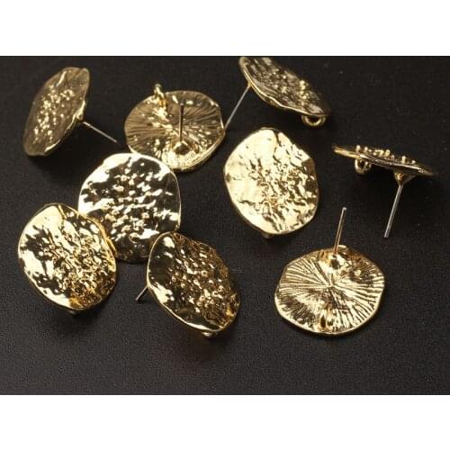 18MM 6pcs/lot Zinc Alloy Golden Ripple Round Flowers Base Earrings Connector For DIY Fashion Earrings Jewelry Accessories