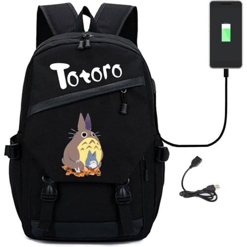 Cool Totoro Comic Periphery Both Shoulders Package Usb Student A Bag Leisure Time Travel Backpack Canvas Bag Street Wear Style