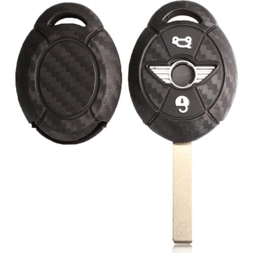 Kutery 10PCS For BMW Mini Cooper S R50 R53 2 Buttons Carbon Fiber Silicone Remote Car Key Cover Case Protector Replacement
