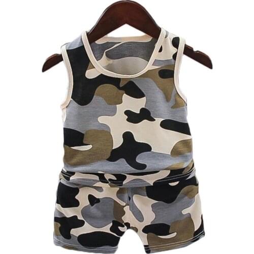 Newborn Baby Boy Summer Set 2021 New Camouflage Sleeveless Tops + Shorts 2PCS Breathable Comfortable Outing Service Tracksuit