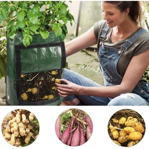 Potato Grow Bags DIY Vegetable Planter Thickened PE Cloth Garden Planting Flower Pot Pouch Breathable Vertical Glow Bag