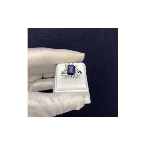 Woman Fashion 925 Sterling Silver Ring Simple Elegant Flower Natural Sapphire Jewelry Wedding Engagement Party Ring Size 5-11