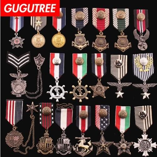 GUGUTREE brooch breastpin army rank patches metal patches badges applique patches for clothing HH-11