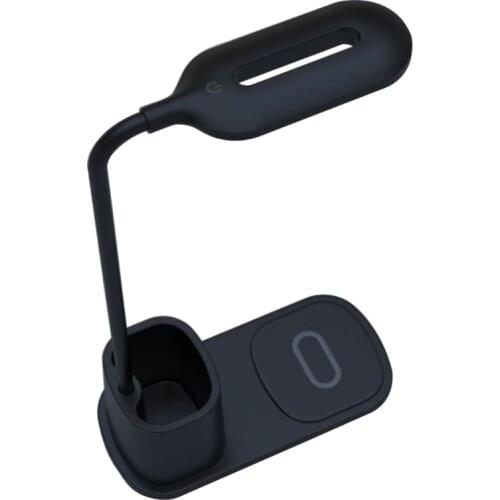 LED Desk Lamp with Wireless Charger USB Charging Port with Touch Control 3 Light Hues Pen Holder Box for Kid