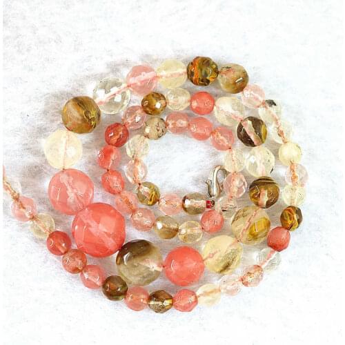 Naural cherry quartz stone 6-14mm faceted round loose beads diy necklace 18"B644